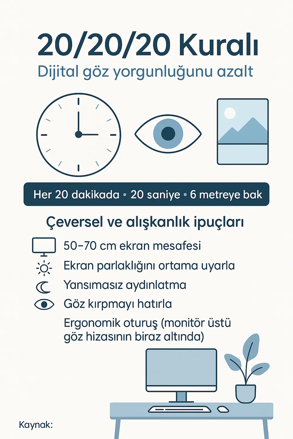 Dijital göz çevresel ve alışkanlık ipuçları