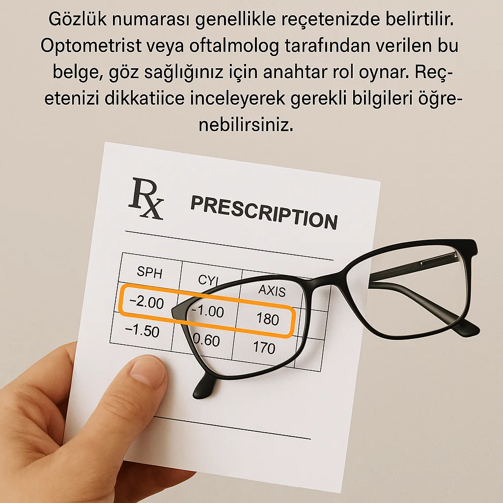 Gözlük Numarası Nerede Yazar